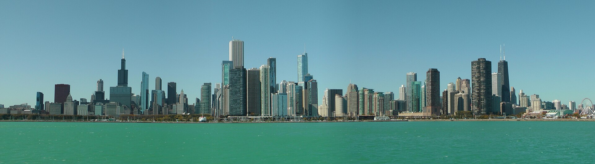The Chicago skyline along Lake Michigan