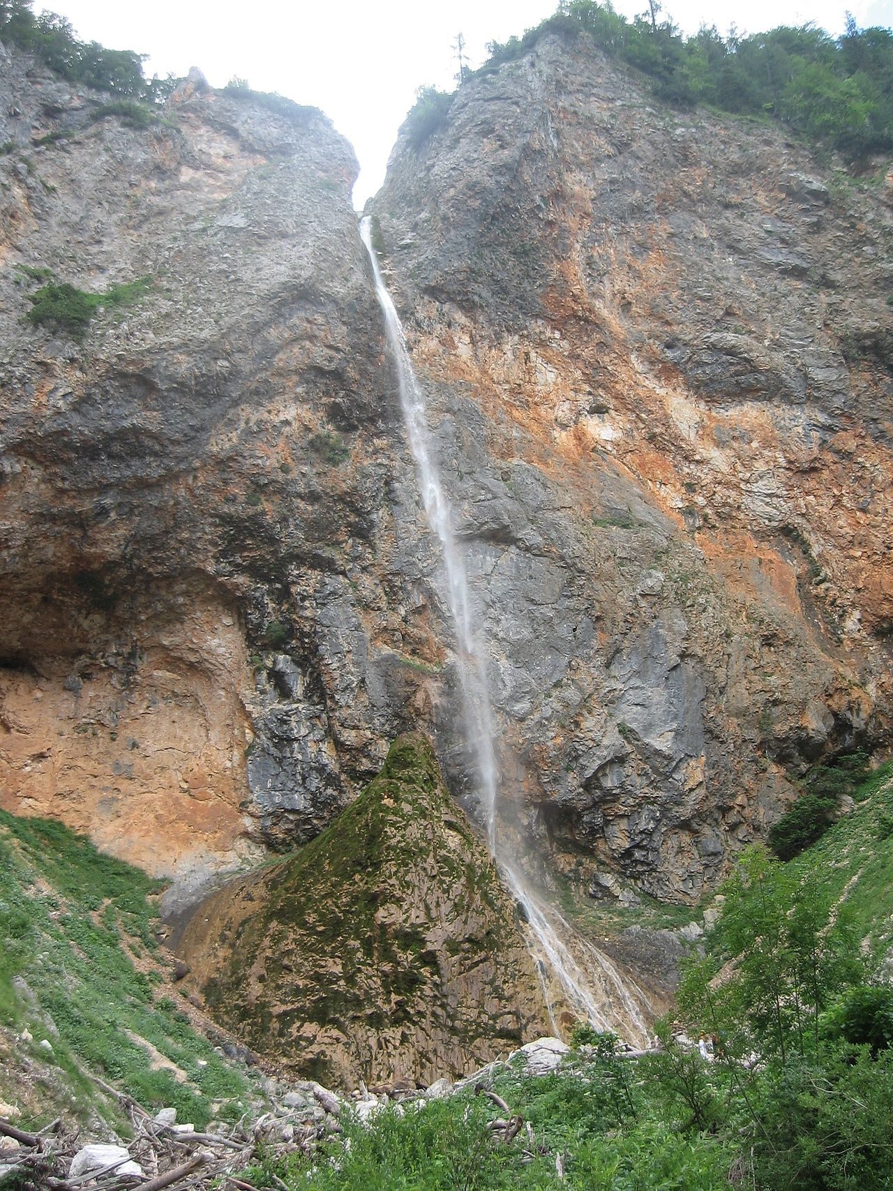 Rinka waterfall at the head of the Logar Valley