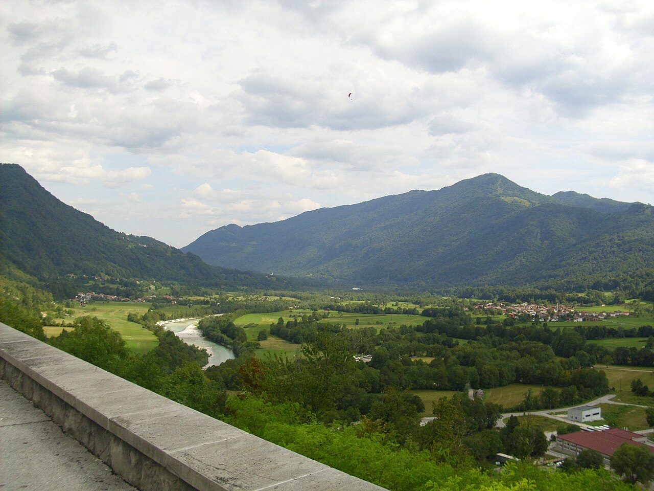 Panoramic view over the Soča valley near Kobarid